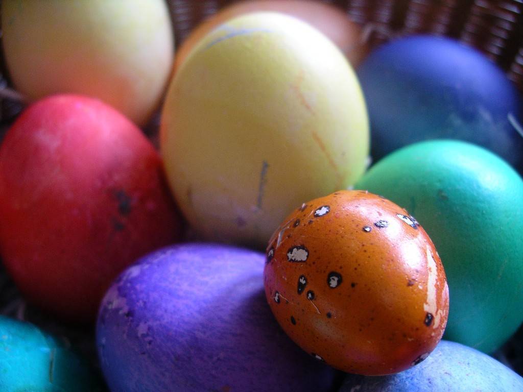 coloured easter eggs
