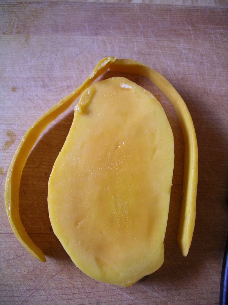 mango pit with peel