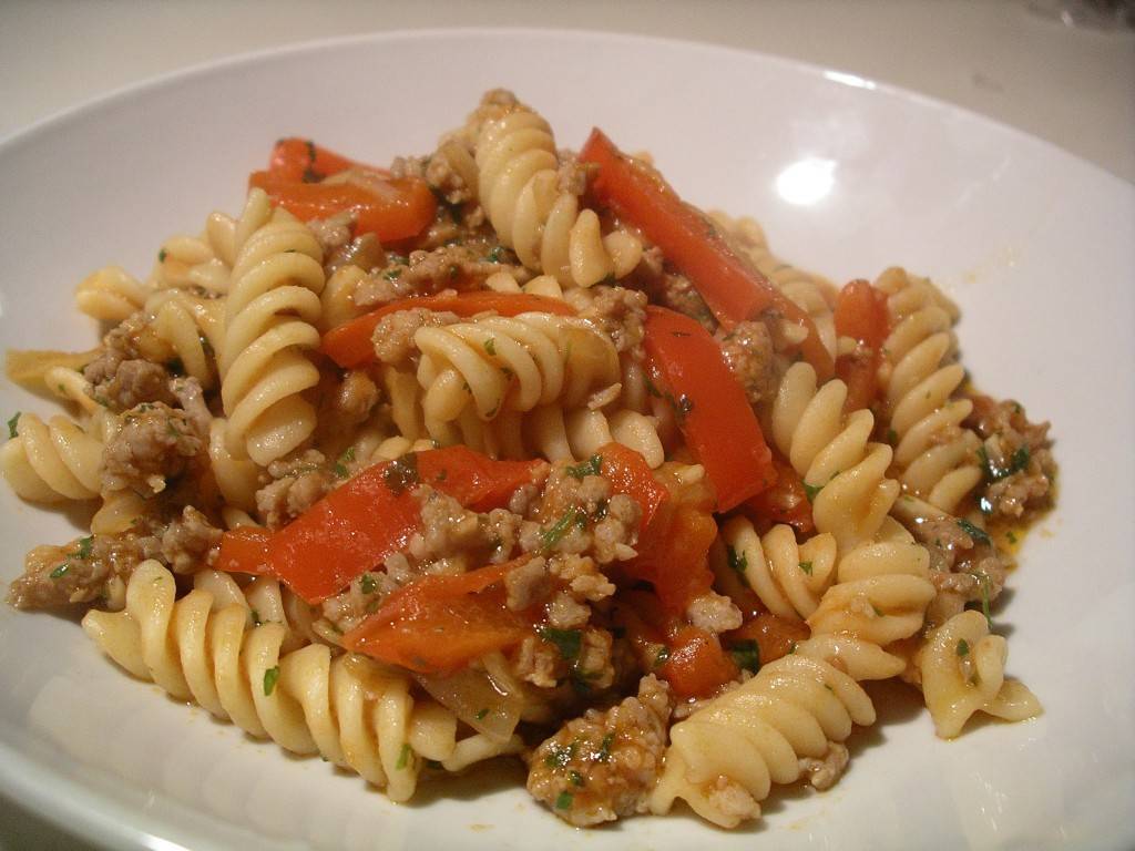 winter pasta with sausage and peppers