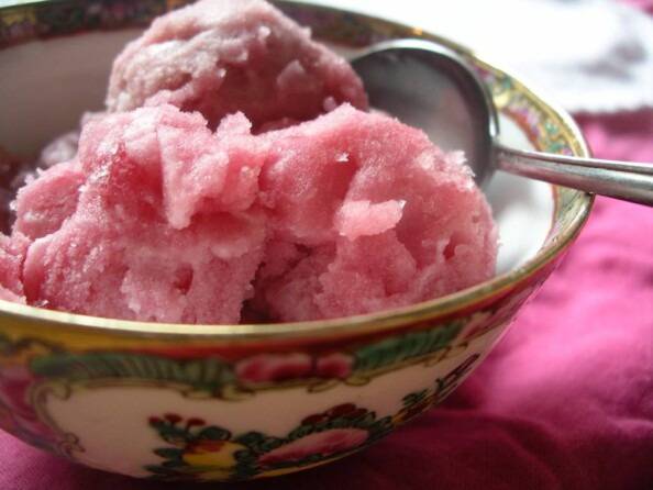 sour cherry green tea sorbet