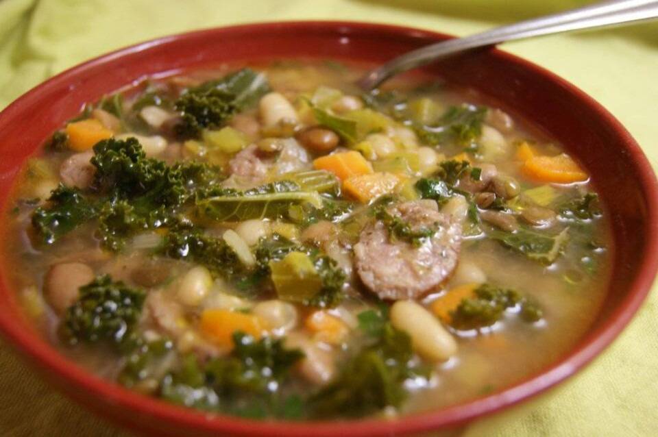 Bean and Sausage Soup with Parmesan | Chef Heidi Fink