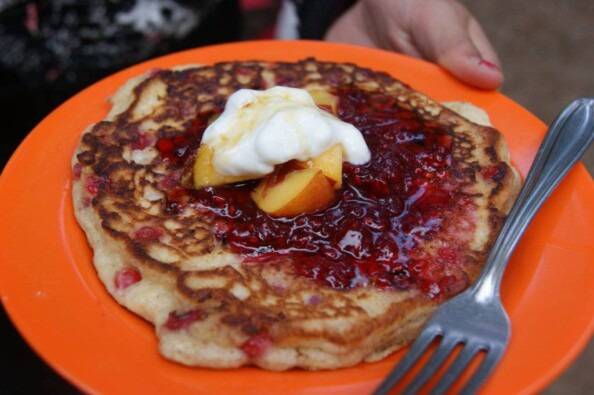 well-dressed huckleberry pancake