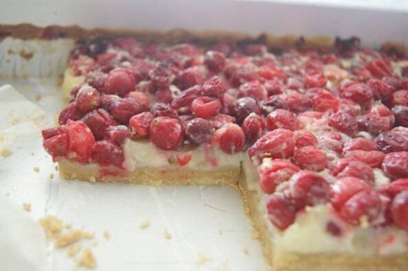 Cranberry Custard Bars in the Pan