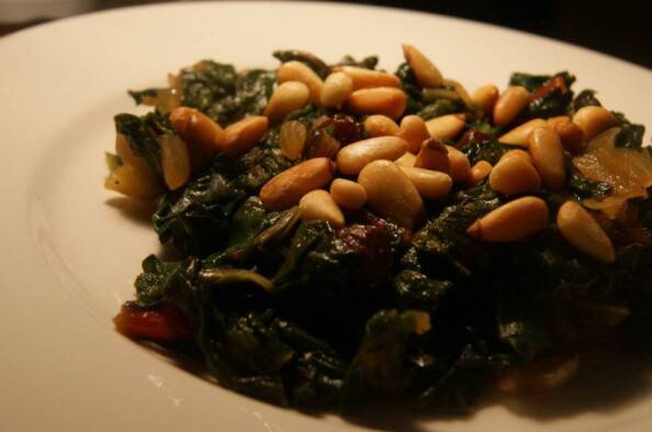 Catalan chard with raisins and pinenuts