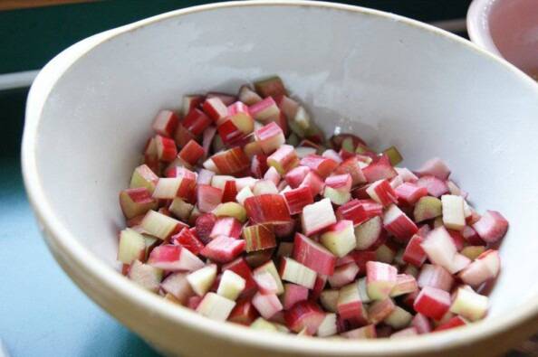 Chopped Rhubarb in a bowl