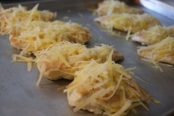 chicken cutlets covered with cheese
