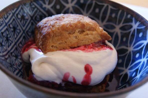 tayberry-cherry shortcake with cardamom cream