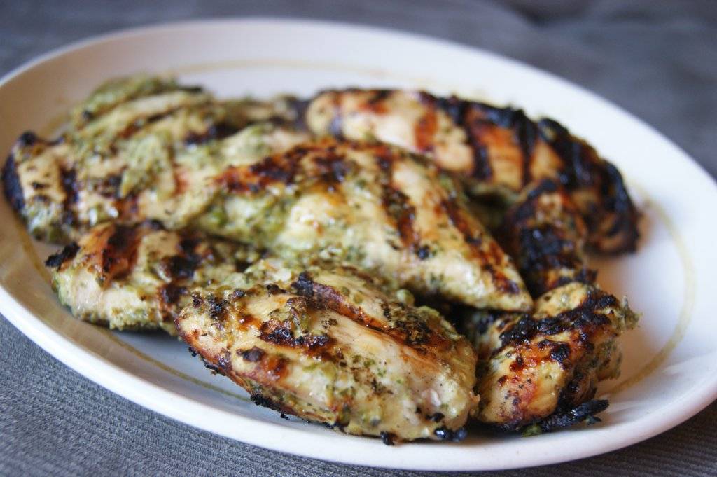 grilled chicken with garlic scape pesto