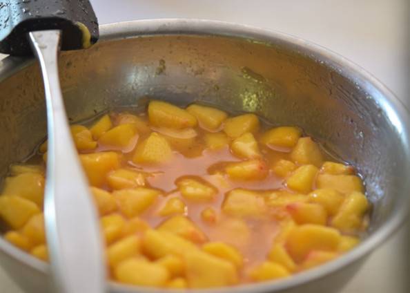 raw peaches in peach syrup