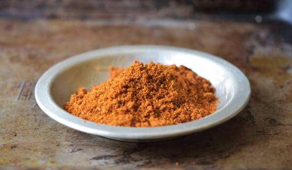 curry spices in a silver bowl